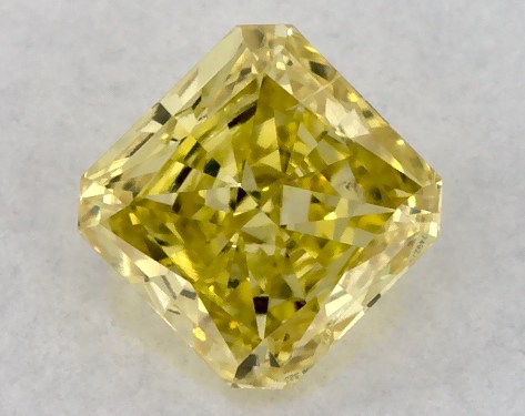 GIA 0.32 Carat Fancy Intense Yellow-I1 Square Radiant Cut Diamond